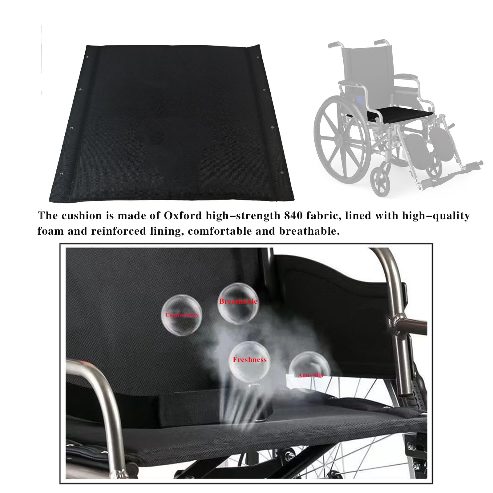 Asiento para silla de ruedas de 18 pulgadas, asiento de repuesto para silla de ruedas, tapicería de asiento de nailon, pieza de repuesto para silla de ruedas (18 x 16), universal (18 pulgadas)