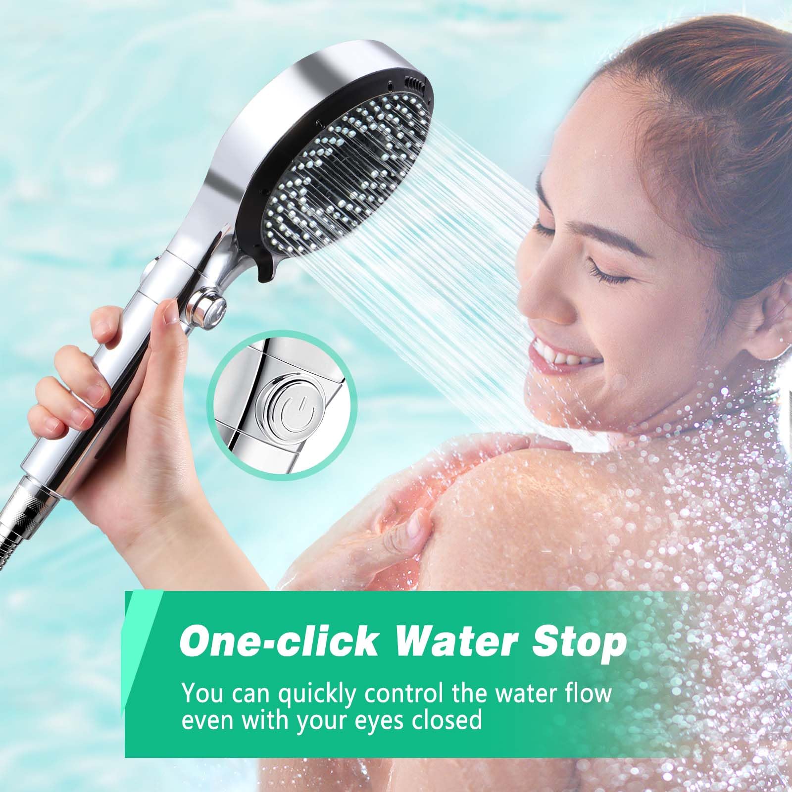 Pommeau De Douche Haute Pression, 4 Modes De Jet, Complet Avec Flexible De Douche De 1 5 M Et Support De Douche Gris 97405038