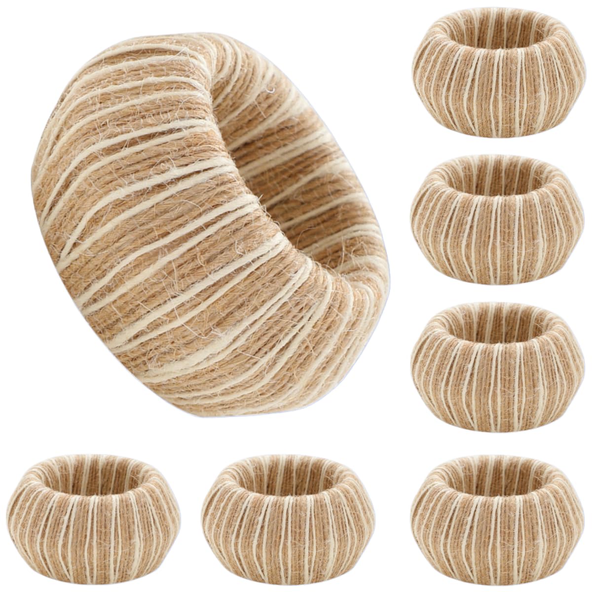 Rond De Serviette De Table Lot de 60 Ronds De Serviette Tressés a La Main en Corde De Chanvre Couleur Claire pour Dîner De Mariage Hôtel Ou en Famille