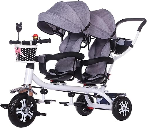 Triciclo de mango extraíble 3 en 1 para niños pequeños de 2 a 5 años Toldo plegable, asiento giratorio, almacenamiento de arnés de seguridad Trike