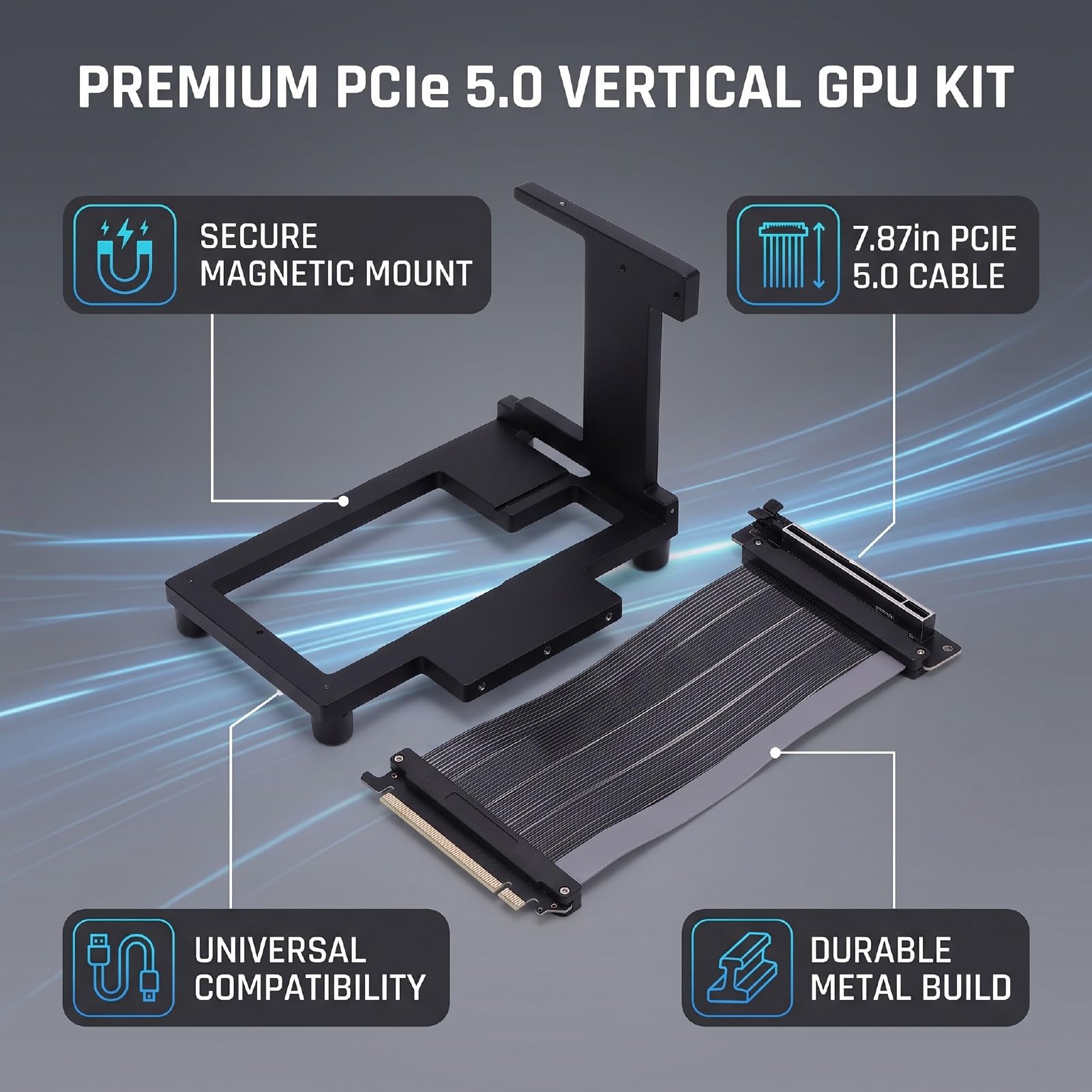 Tangxi PCIE 5.0 Kabel Riser z Pionowym Uchwytem do Montażu Karty Graficznej