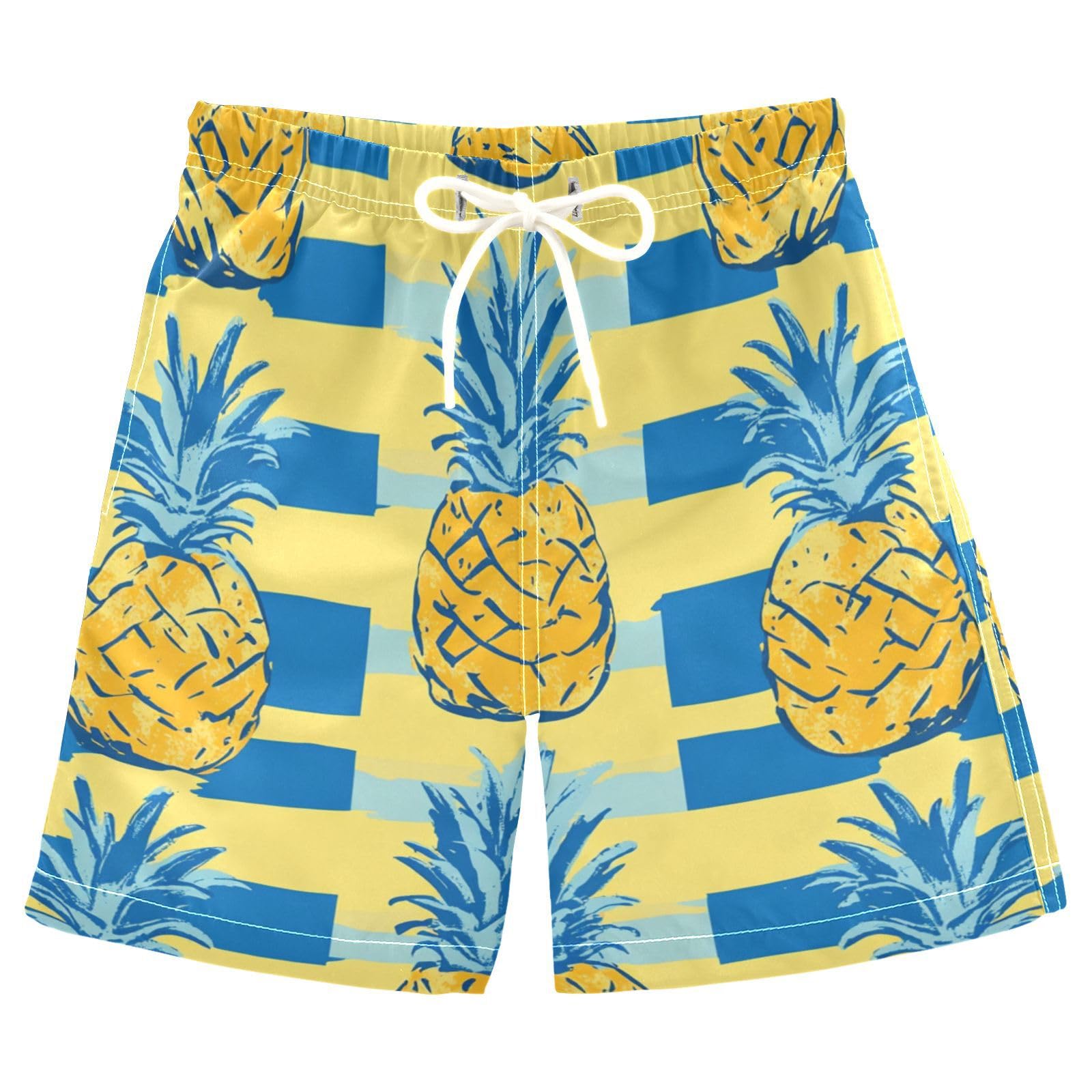 Jucciaco Boys Beach Board Shorts Pineapple Draw Fruit Swim Trunk Teen Swimwear