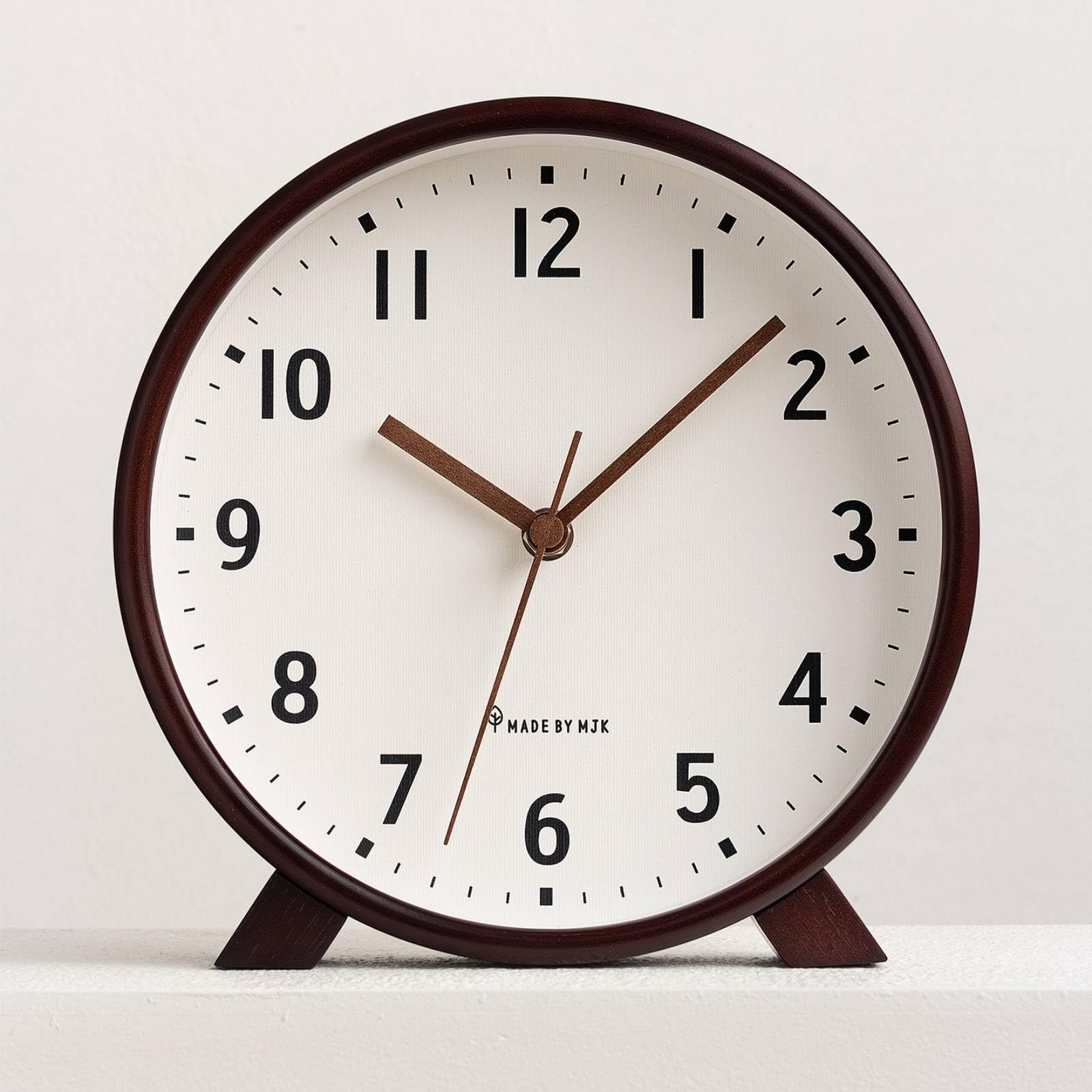 Leise Tischuhr Kompaktes Design Holz-Standuhr Umweltfreundliche Materialien Retro-Holzuhr für Wohnzimmer, Regal, Schreibtisch, Weiß, 10 Zoll