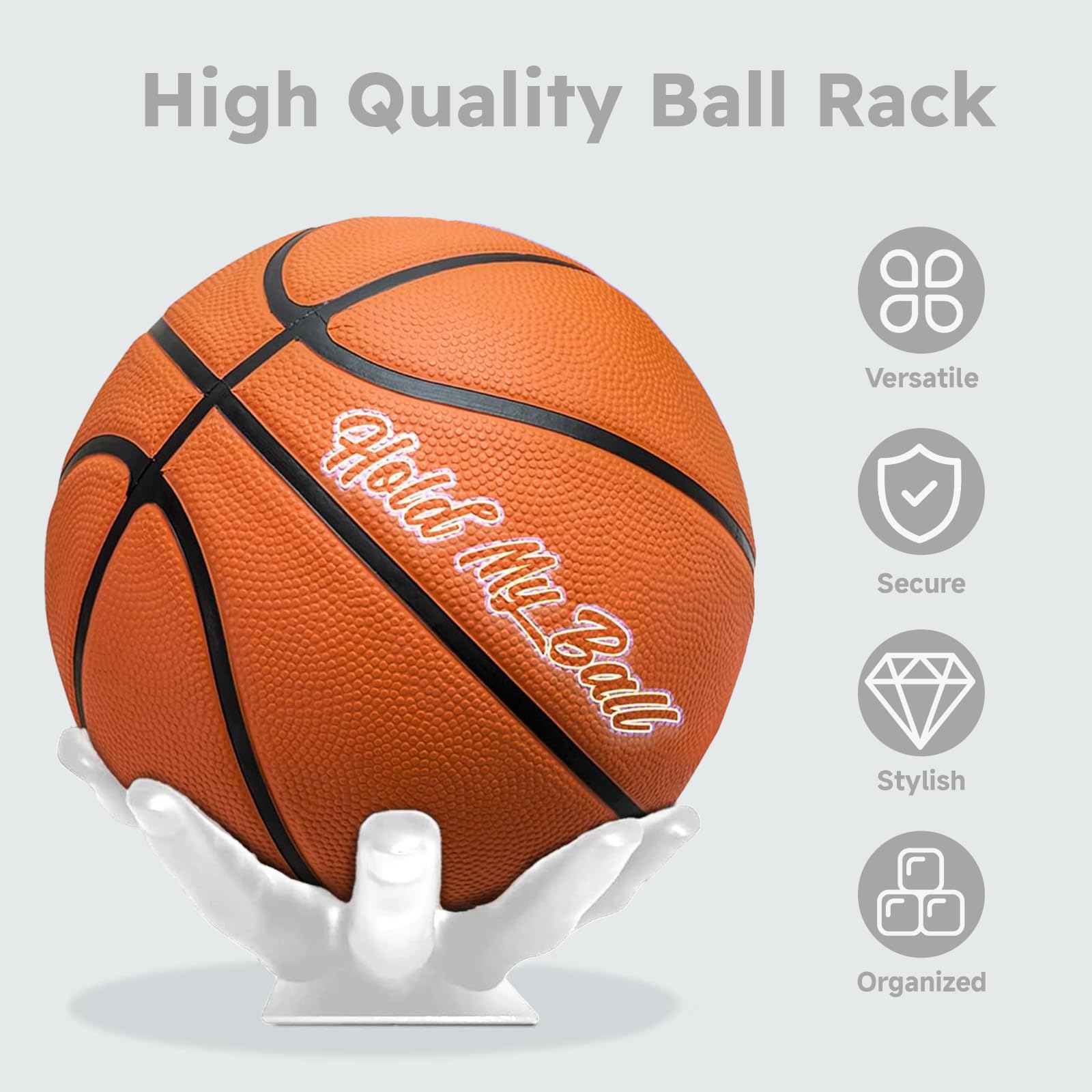 Soporte de Pared para Pelotas Deportivas, 22x17 cm, Guarda Baloncesto, Fútbol, Tenis, Voleibol, Blanco