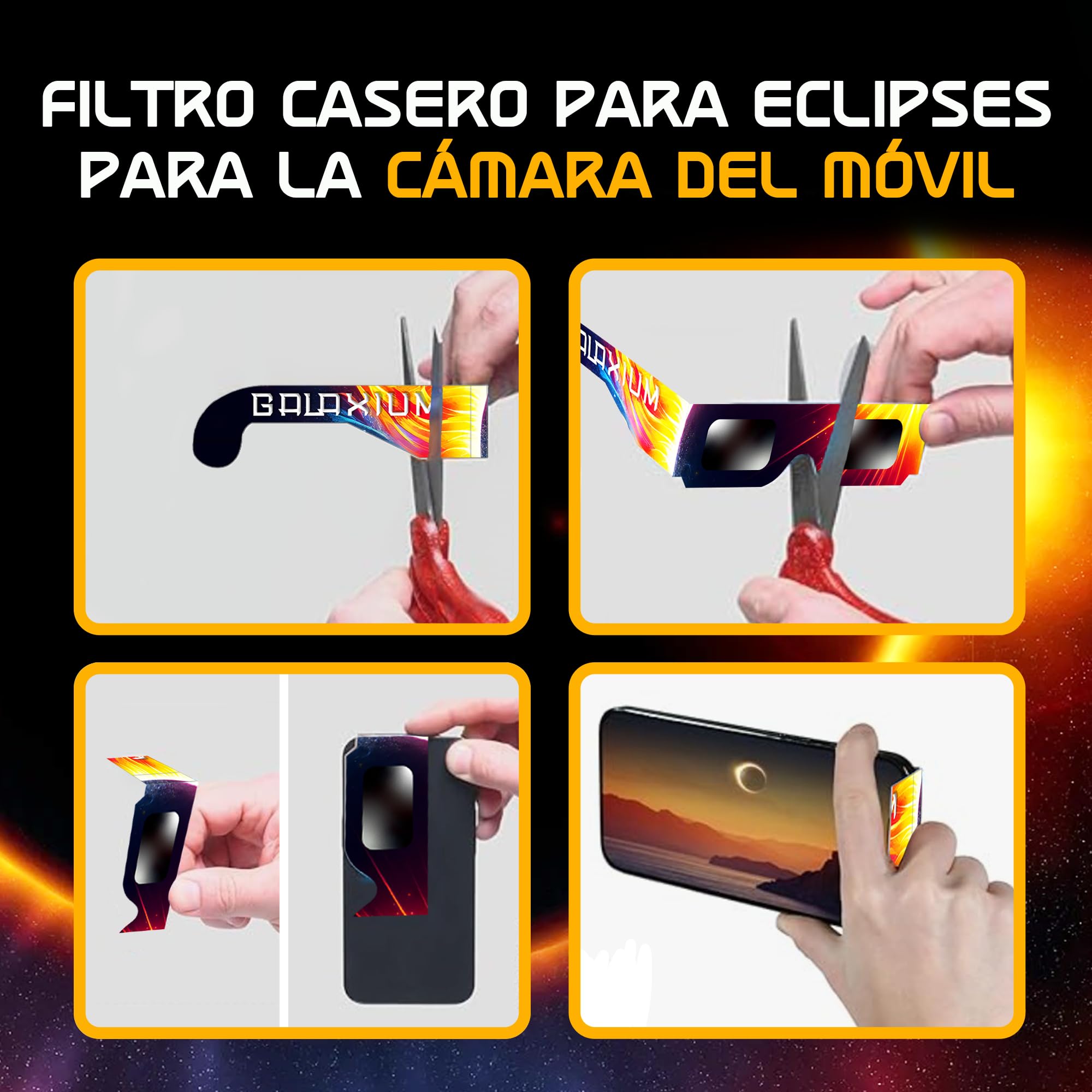 Galaxium Gafas Eclipse Solar Homologadas, ISO 12312-2, 6/12/25/50/100 Pack
