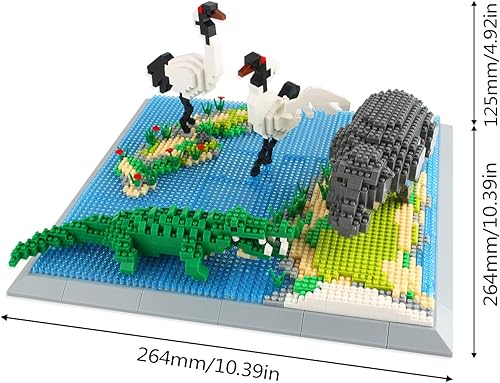 Miniatura 2 de Larcele Juego de micro bloques de construcción de animales, mini ladrillos de juguete de construcción 3D, 1860 piezas KLJM-04 (Hippo + cocodrilo +