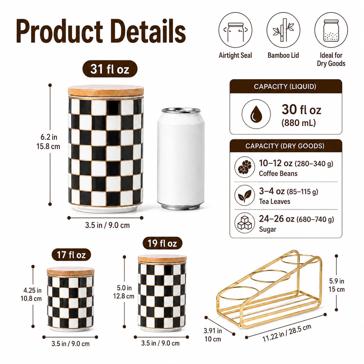 Photo 1 of ***1/3 pcs only***XYQXYQ Ceramic Canisters Set, 3 Pcs Grid Pattern