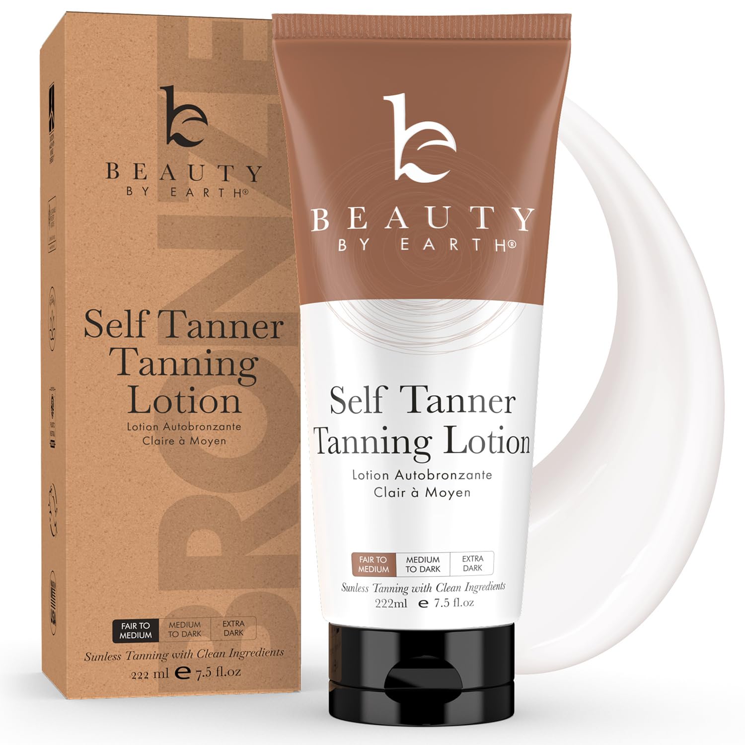 Self Tanner Tanning Lotion - Made with Natural & Organic Ingredients, Sunless Tanning Lotion for Body, Perfect Self Tan for Women & Men for a Natural Looking Glow, Fair to Medium