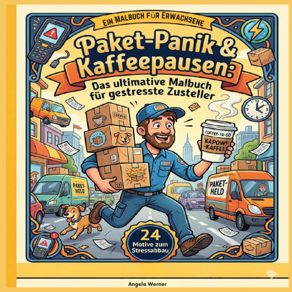 Paket-Panik & Kaffeepausen: Das ultimative Malbuch für gestresste Zusteller: Willkommen im täglichen Wahnsinn! - Ein Malbuch zum Stressabbau mit 24 Motiven