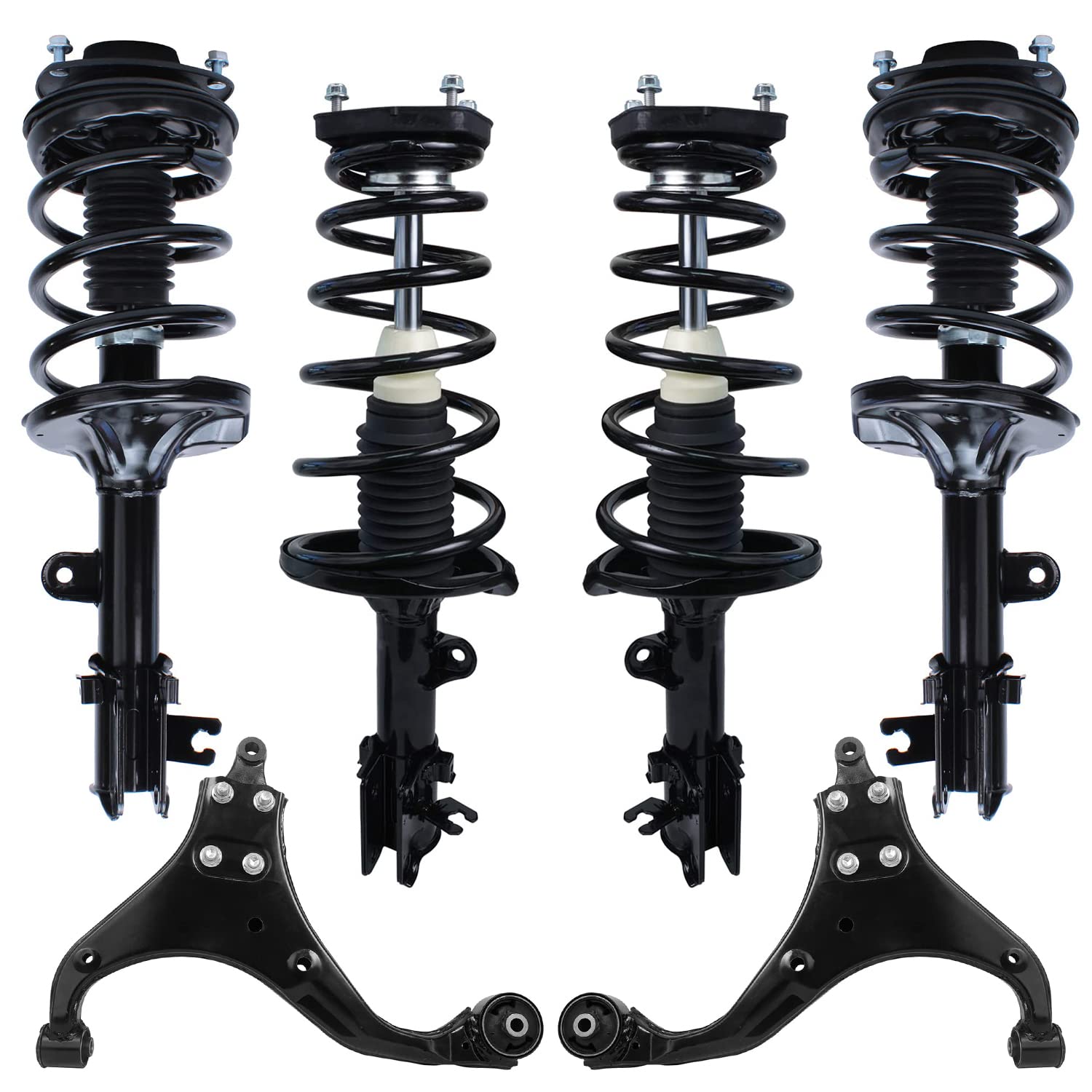 Detroit Axle - 6pc Front End Suspension Kit for Hyundai 05-09 Tucson, 05-10 | Kia Sportage, 2 Lower Control Arms 4 Front and Rear Struts &amp; Coil Spring 2005 2006 2007 2008 2009 2010 Replacement