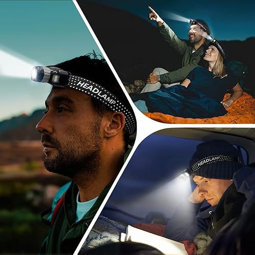 Miniatura 4 de Laufary Linterna frontal recargable, zoom giratorio de 20 marchas, linterna frontal LED súper brillante recargable, interruptor de sensor, 4 modos,