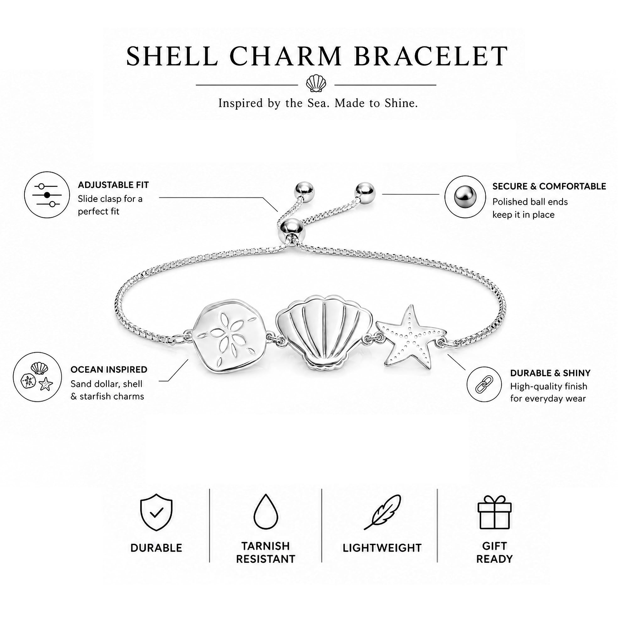 LeCalla 925 para mujeres Pulsera ajustable de plata de ley con bolo deslizante y adolescentes