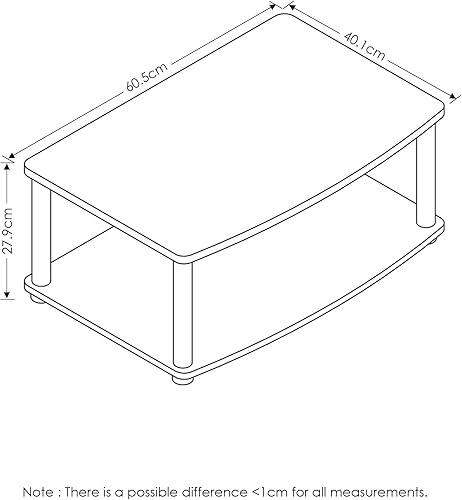 Miniatura 6 de Furinno Turn-N-Tube - Juego de mesa auxiliar y soporte de TV (juego de 2) | Cereza oscura/negro