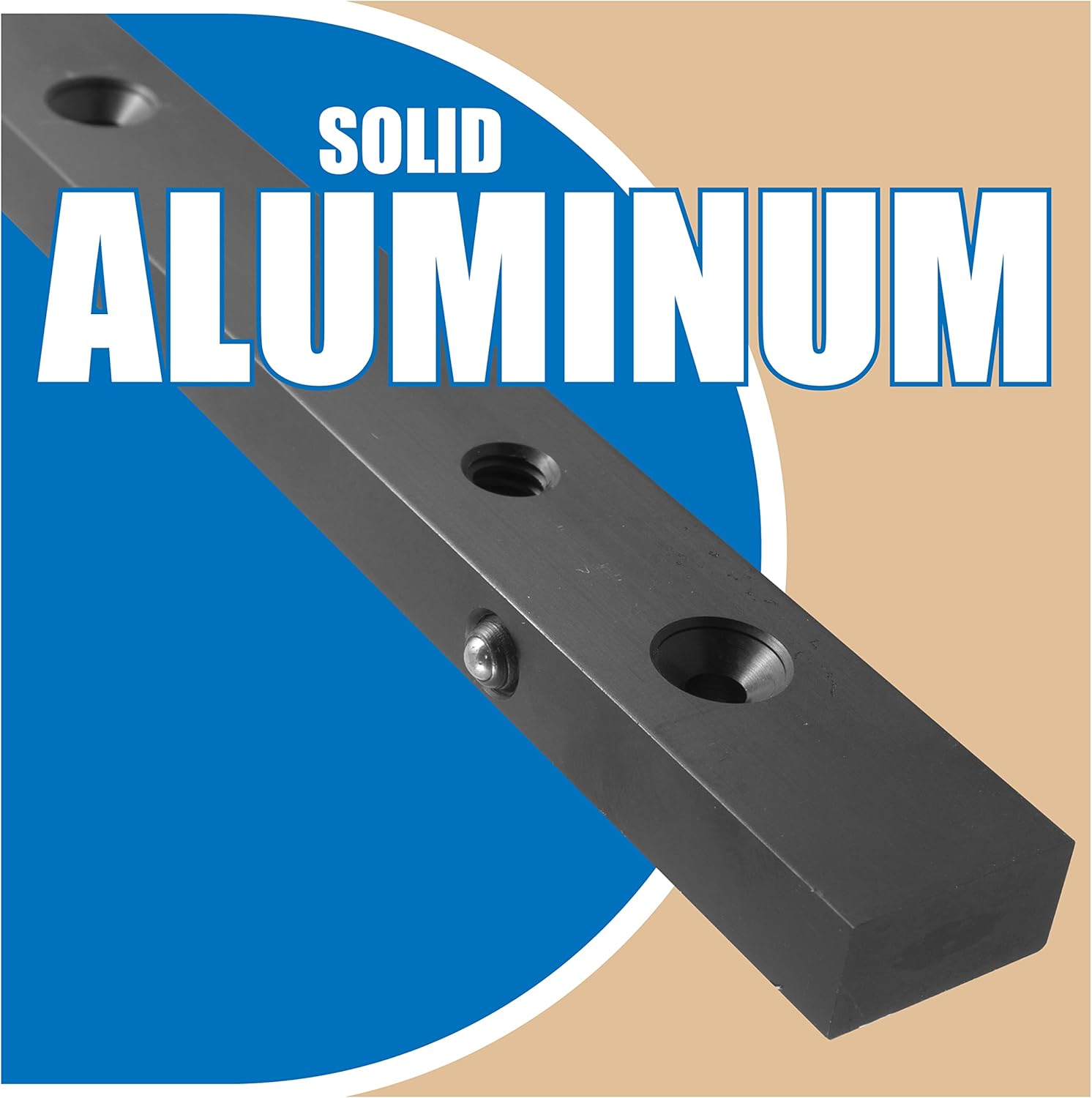 Peachtree Woodworking 19 Inch Precision Aluminum Miter Bar – Adjustable Table Saw Runner with Spring Plungers – Miter Bar for Table Saw Sled, Jigs, and Fixtures