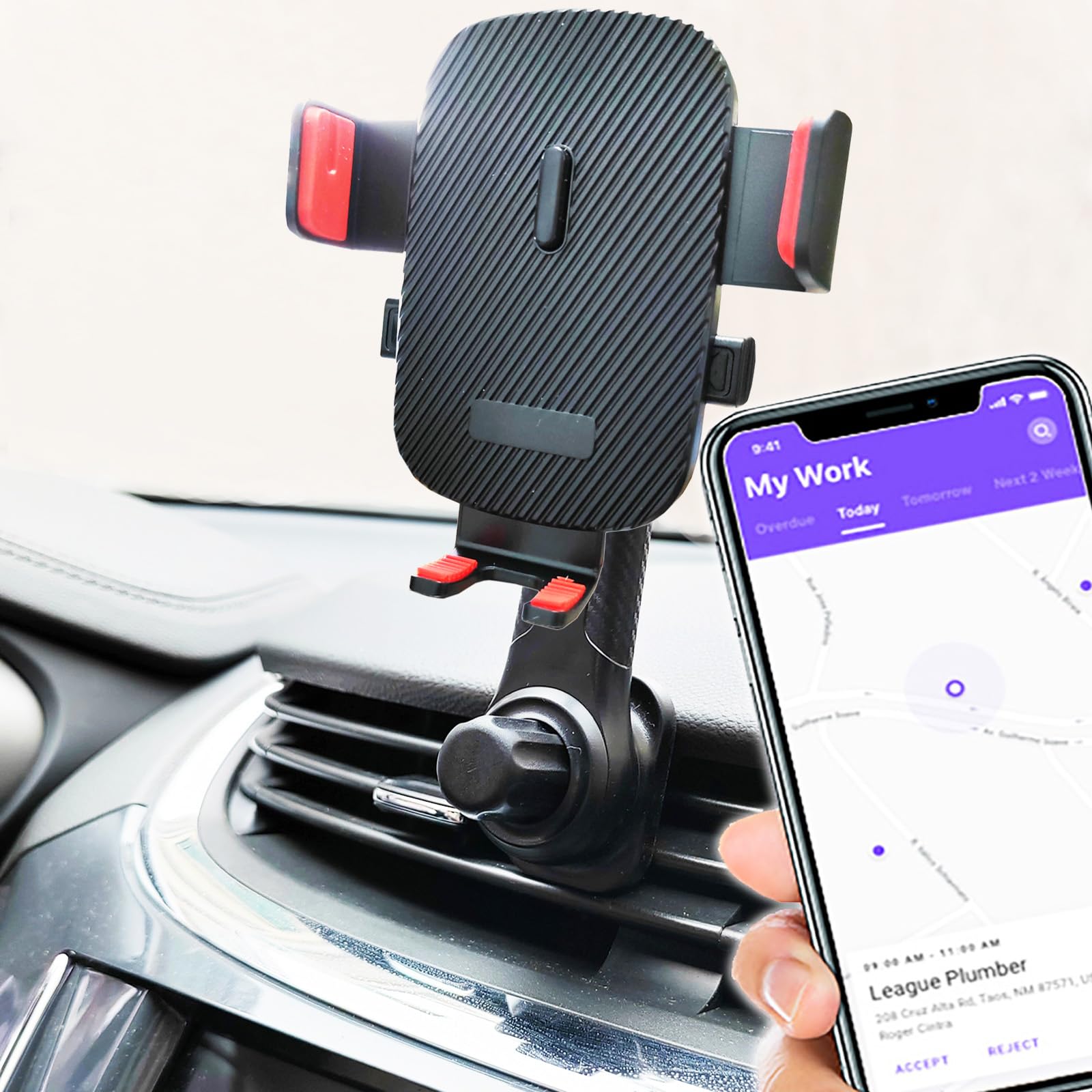 Phone Mount for Car Vent Never Blocking Air Vent Cell Phones Holder for iPhone Android Smartphone Hands-Free Automobile