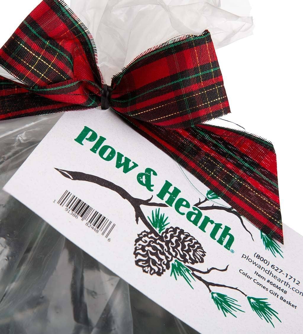 Plow and Hearth Color-Changing Fireplace Color Cones, 1 lb. in Gift Basket, Indoor/Outdoor Wood Fires, Fire Pit, Hostess Gift, Housewarming Gifts