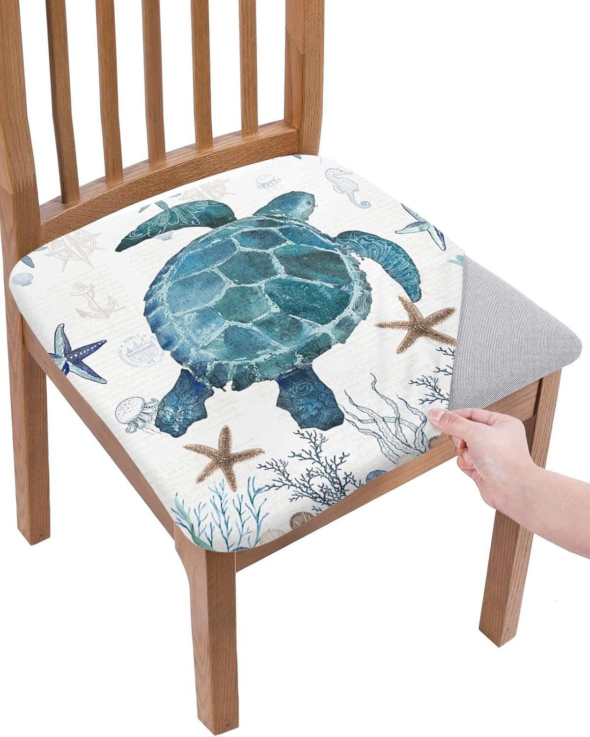 Ocean Turtle Seat Covers for Dining Chairs, Stretch Kitchen