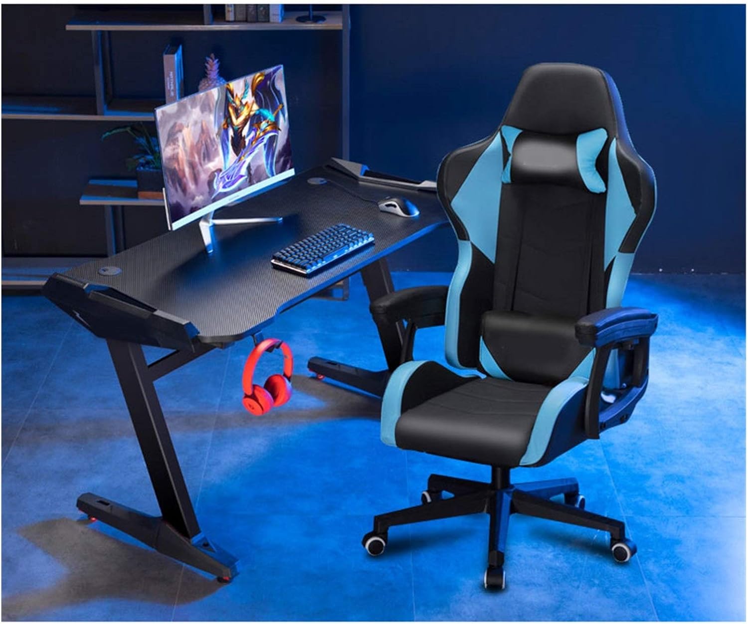 BUYT Video Game Table and Chair Racing Style Computer Desk