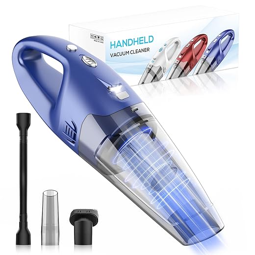 Handheld Vacuum Cordless Rechargeable – 6000Pa Mini Hand Held Vacuum, LED Light, 20–25 Mins Runtime, USB Charging, 500ML Cup – Lightweight Small Vacuum Cleaner Cordless for Car/Office/Home