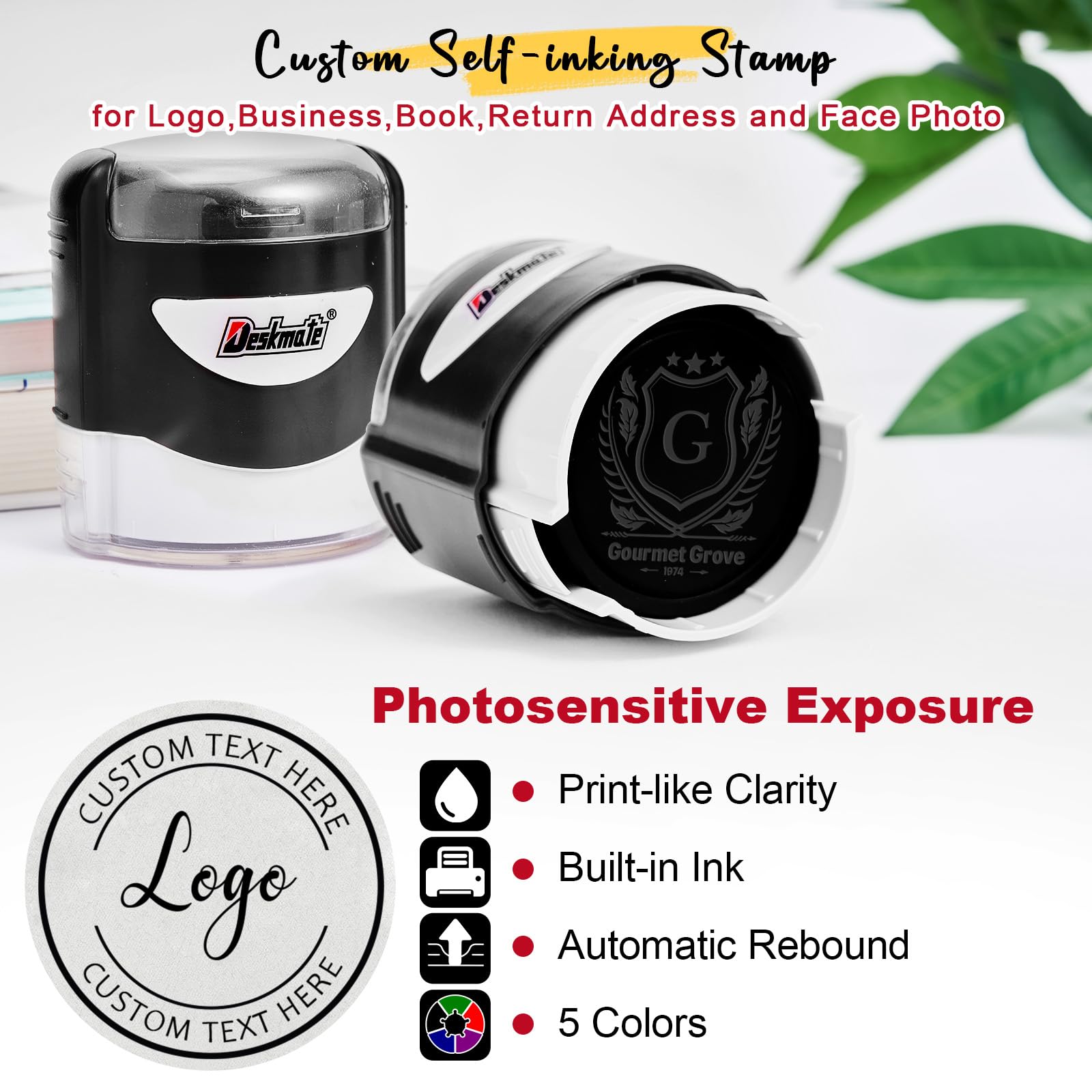 Custom Logo Stamp - Personalised Self Inking Stamps - Custom Ink Stamp with Logo Name Text for for Book Teacher, Address, Office - Image 4
