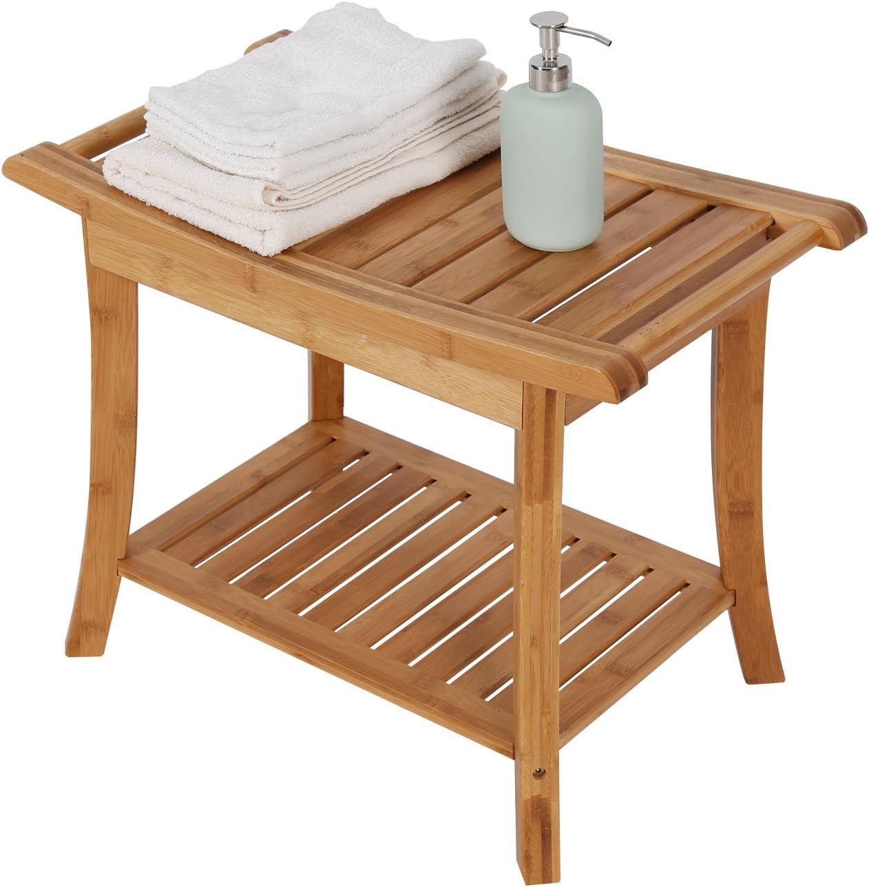 Crаzу Dеаlѕ Bamboo Shower Bench Stool with Storage 2-Tier Shower Seat Chair for Bathroom, Shower Bench Chair, Bath Stool