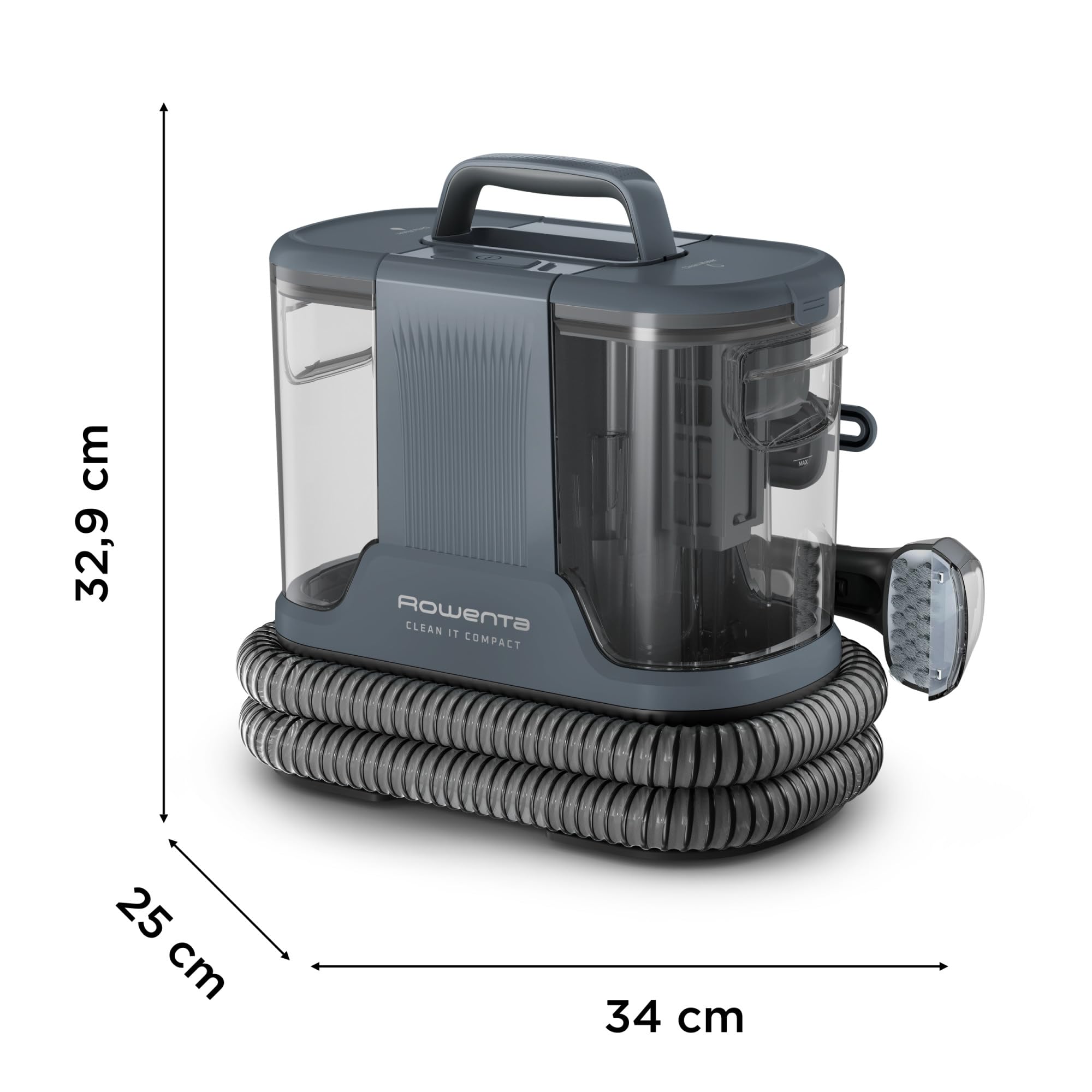 Rowenta, Clean It Compact, Shampouineuse, Détacheur, Nettoyeur Portable, Tapis, Intérieur de Voiture, Canapés, Design Compact, Puissant 400W, IN3011F0, Grise