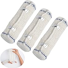 3 Pack Medical Crepe Tape - 15cm x 4.5m, Elastic Medical Bandage, Crepe Tape, Stretchy Compression Tape with Metal Clips for Sports Injury Support