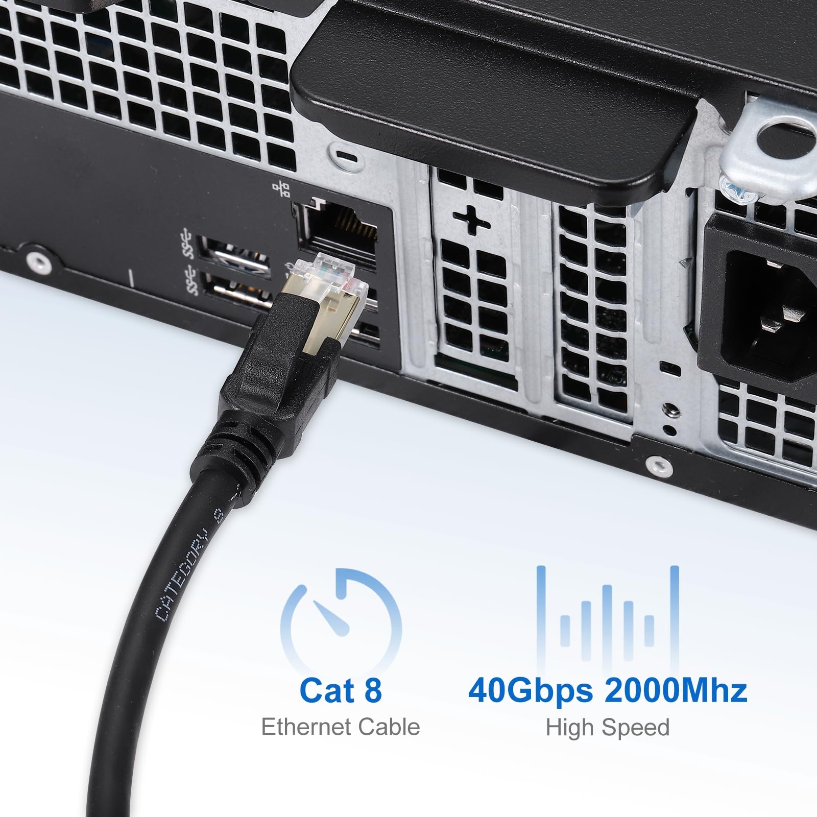 QUARKZMAN Cable De Ethernet Cat 8 98ft 26AWG 40Gbps Cable De Red LAN Cat 8