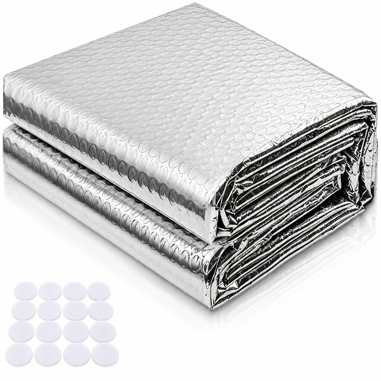 Lámina aislante aluminizada, 1 m x 5 m, 3 mm de grosor, lámina aislante de doble cara de aluminio con 12 tiras adhesivas, lámina reflectante para radiadores para vehículos, techos, ventanas