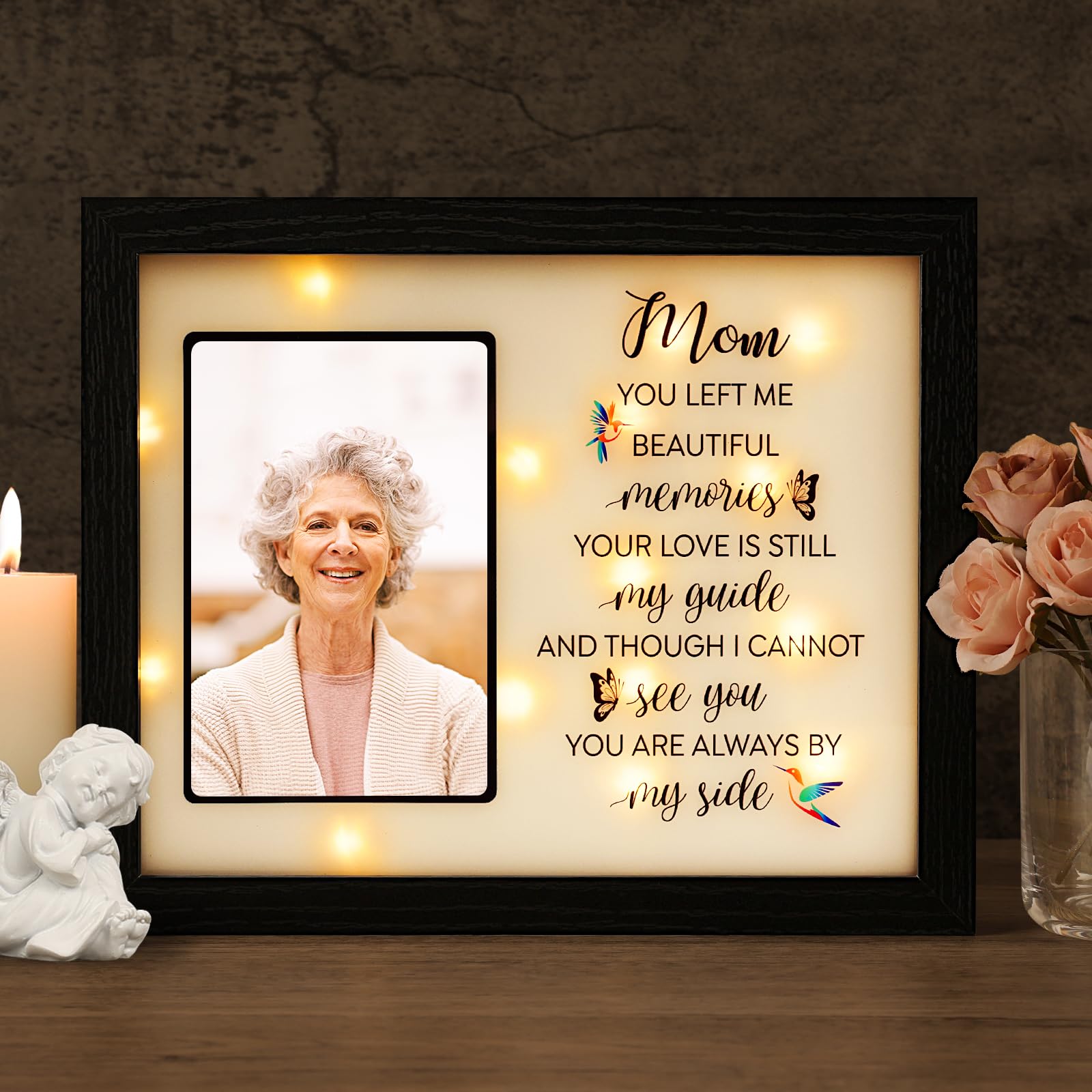 Sympathy LED Shadow Box 4x6 Picture Frame - Memorial Gifts for Loss of Mom, Grandma; Bereavement Gifts in Memory of Loved One