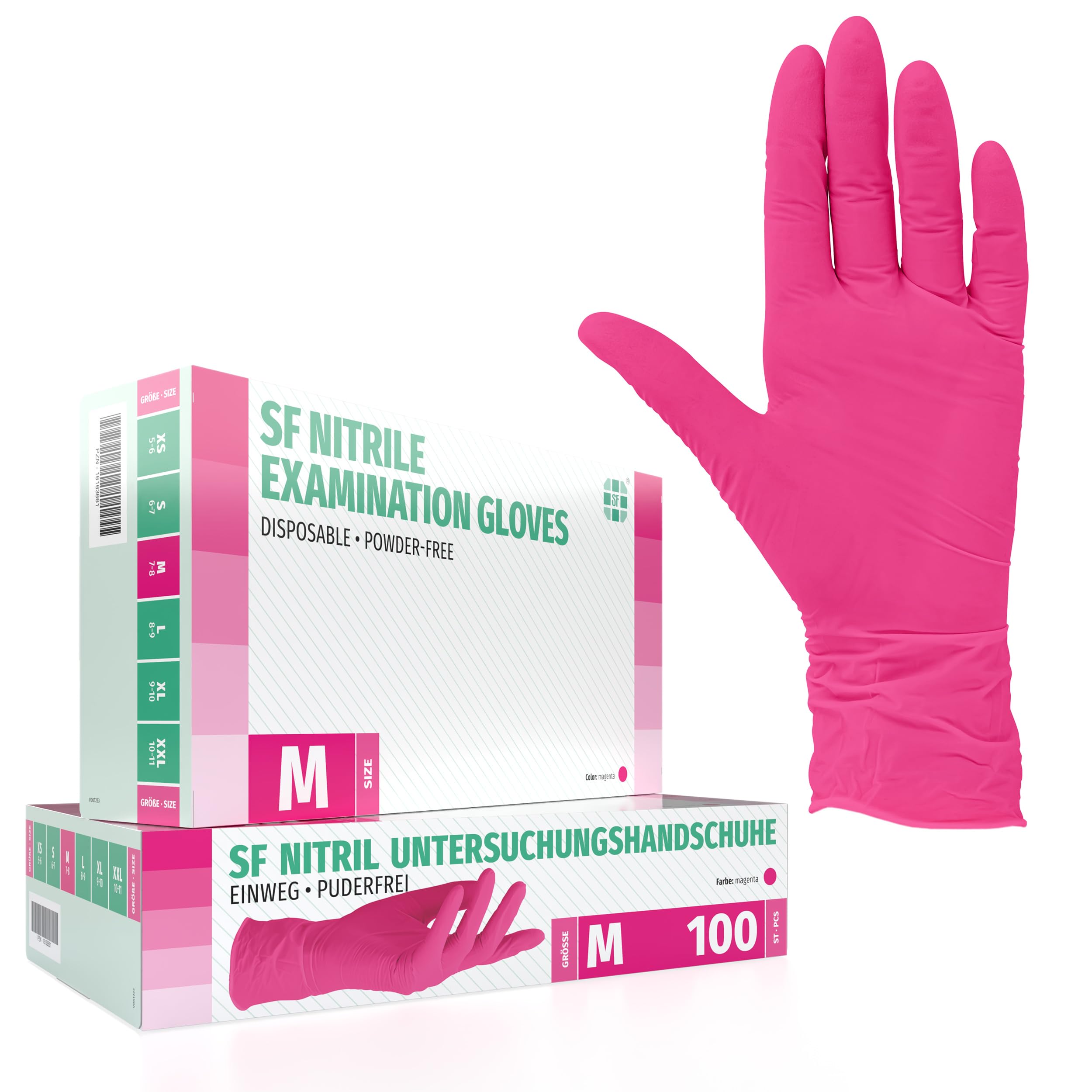 SF Nitrilhandschuhe M Magenta – 100 Stück Einweghandschuhe, latexfrei
