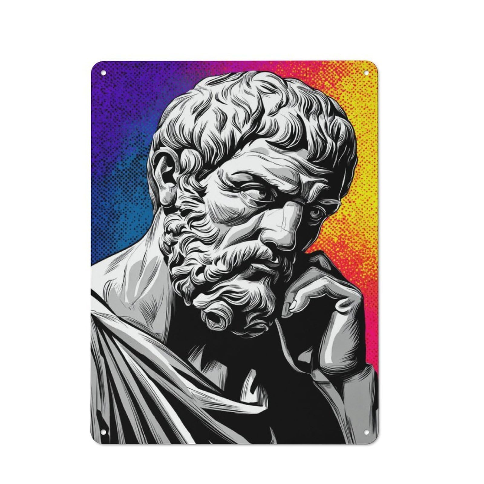 Junmoney Philosopher's Wisdom Timeless Insights -2 Vintage Metal Plaque 40X30cm For Café Or Restaurant, A Decorative Gift For A Newly Furnished Café And Restaurant