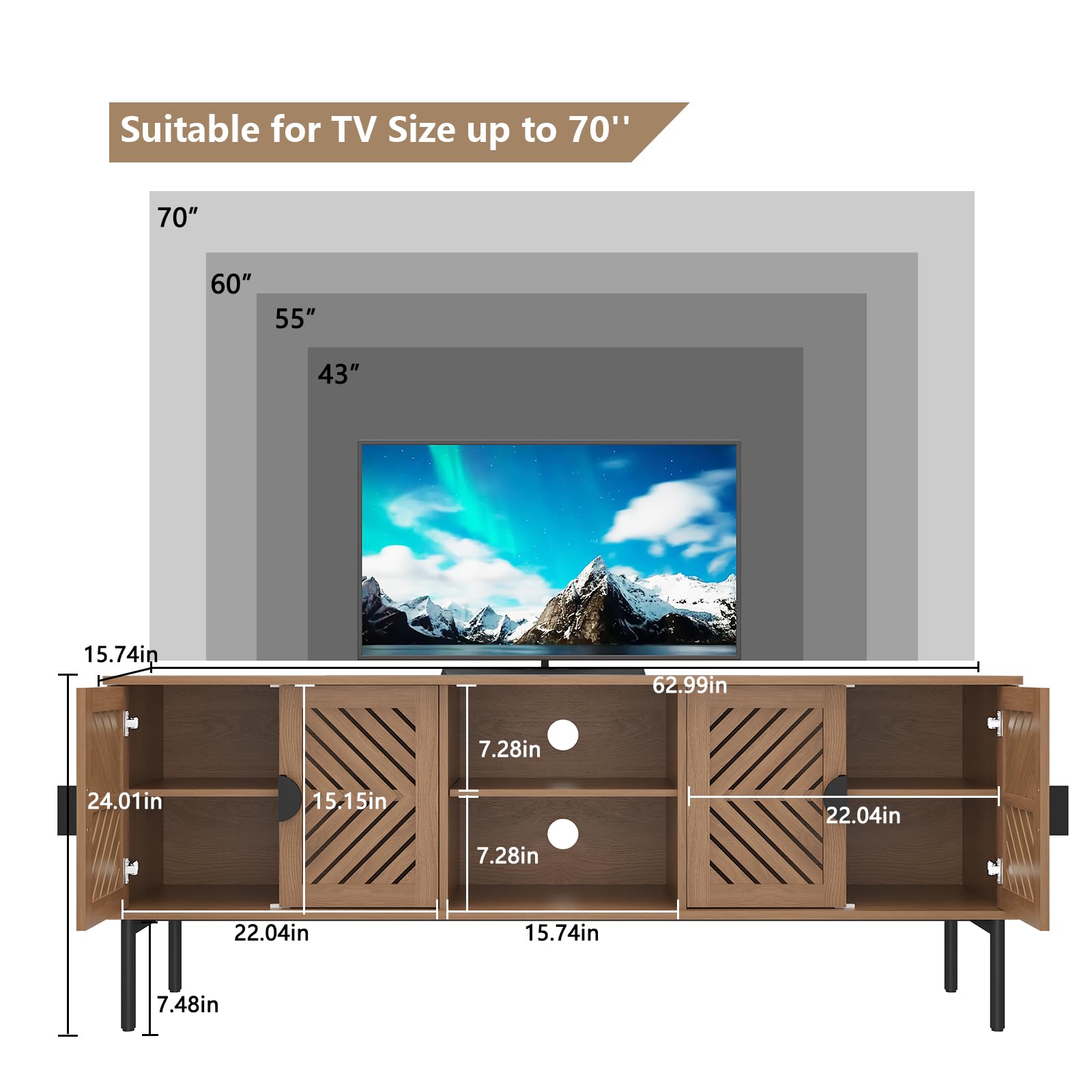 Amazon.co.jp: ARTPOWER 63インチ テレビスタンド リビングルーム用 2
