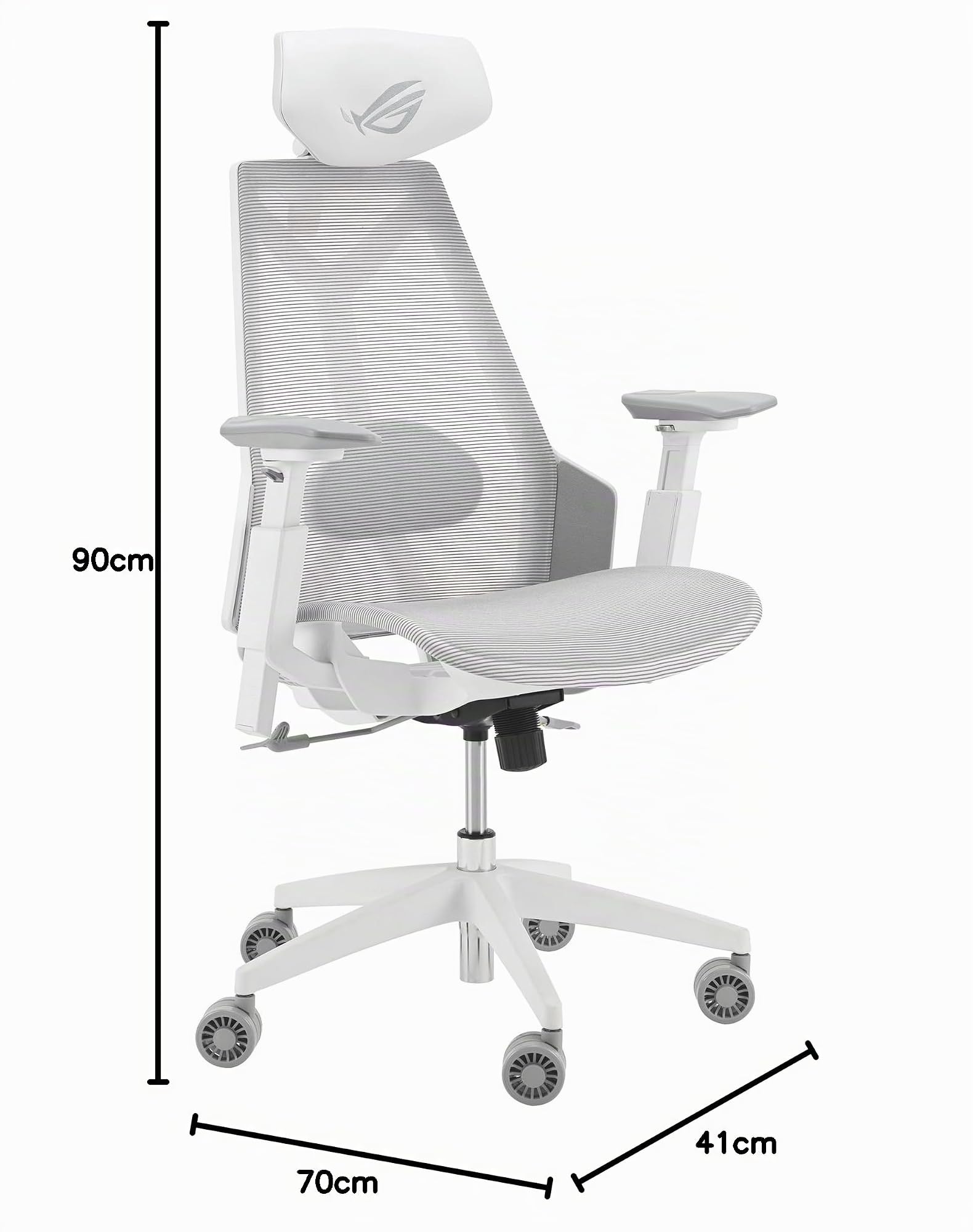 ASUS ROG Destrier Core Silla Gaming ergonómica, reposacabezas 2D, Soporte Lumbar, reposabrazos 3D para Gaming móvil, Profundidad y Altura Ajustables, reclinación en 3 Posiciones, Blanco Lunar