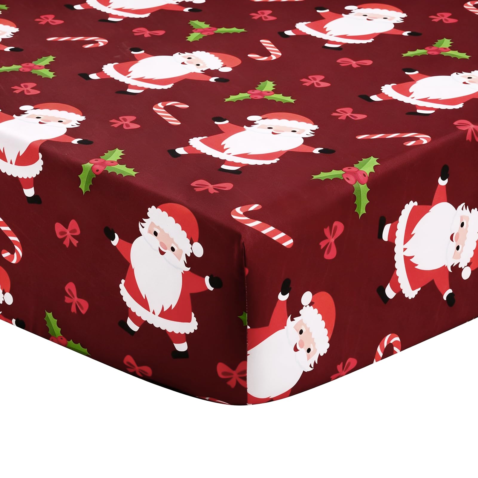 JISEN Christmas Fitted Crib Sheets for Boys Girls 52x28 Inch Santa Red