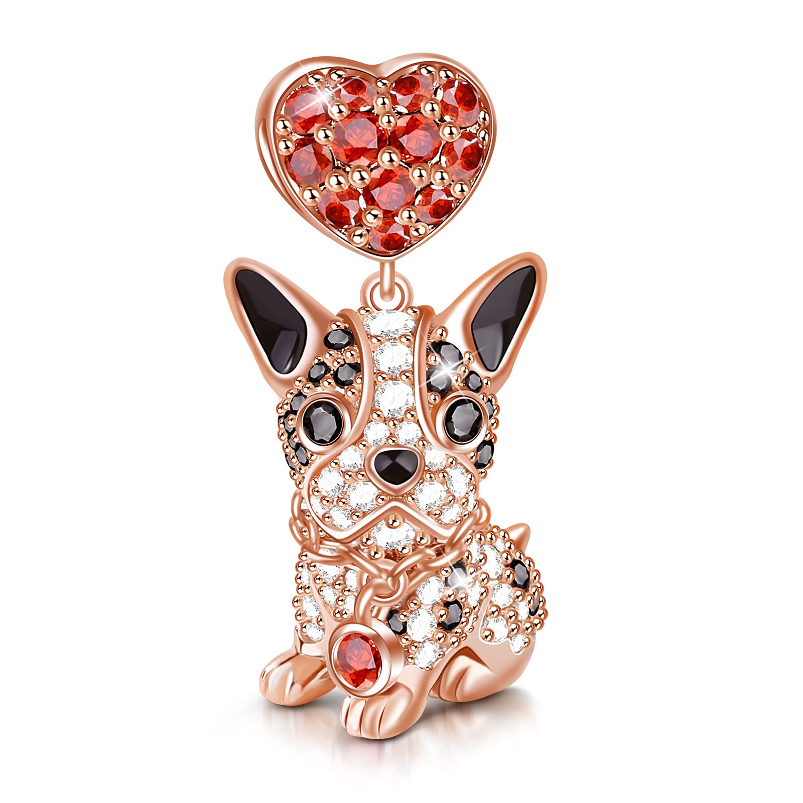 GNOCE Pet Dog Bead Charm for Women,Silver Charms Necklace Bracelet for Her, Jewelry Gift