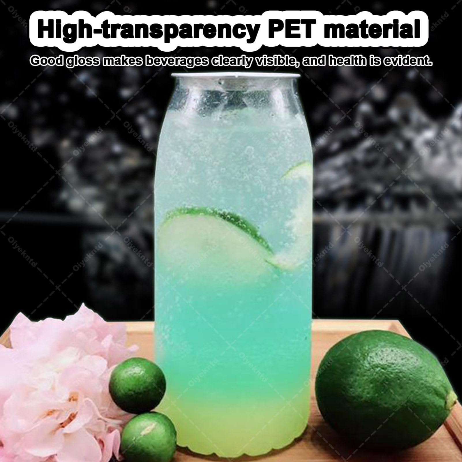 Paquete de 200 Vasos Desechables de plástico para sellar latas con Tapas de Aluminio: Botellas de Pet a Prueba de Fugas para Jugo con Tapas compatibles con máquinas selladoras de latas 500ml