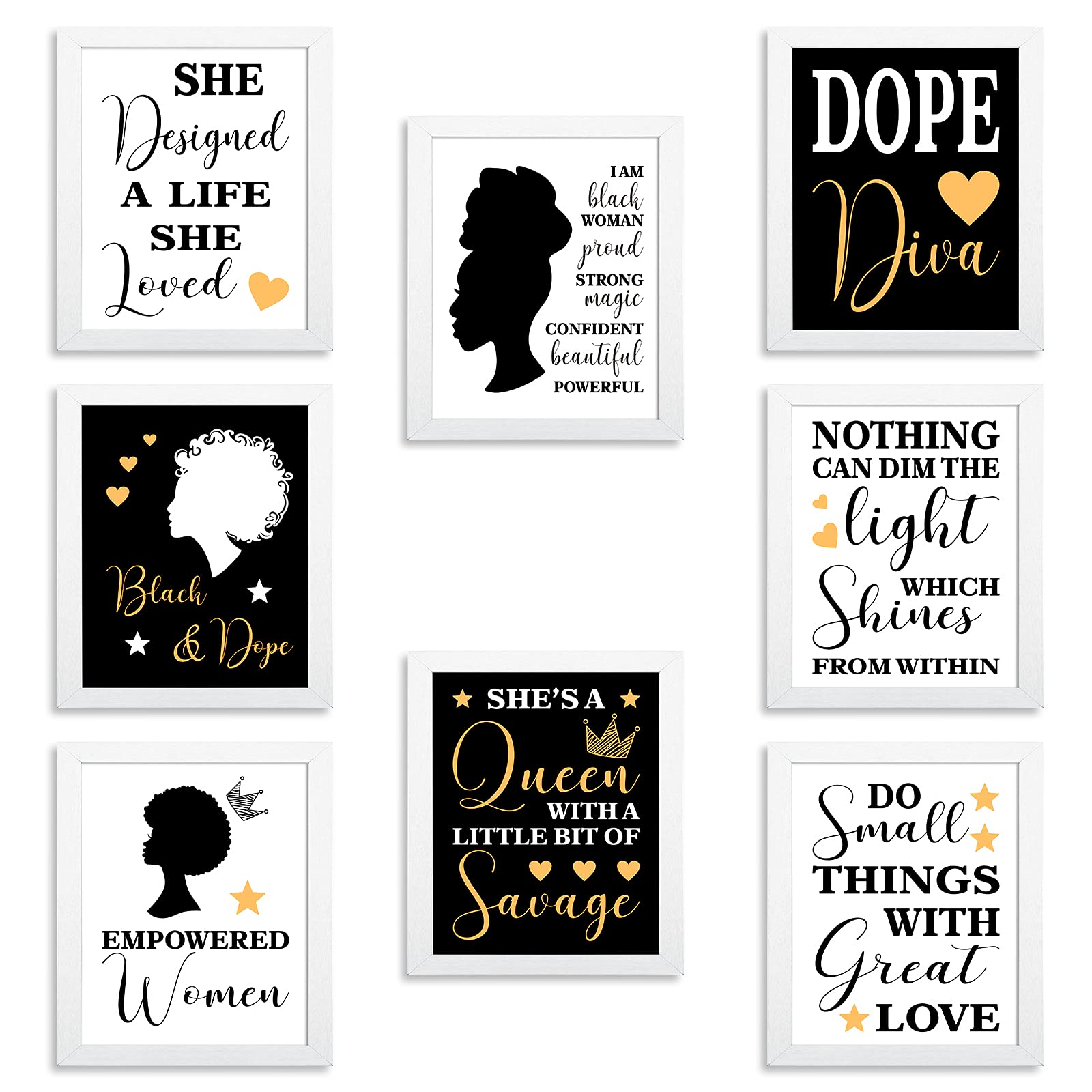 Buy 8 Pieces African American Inspirational Wall Art Black Women Inspirational Quotes Wall Decor