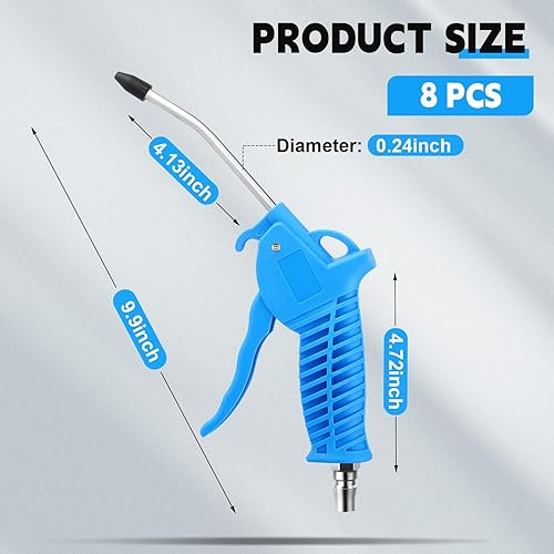 Miniatura 2 de Gisafai Pistola sopladora de boquilla de aire, 8 unidades, pistola de soplado de aire azul con punta de goma, pistola sopladora de aire de alto