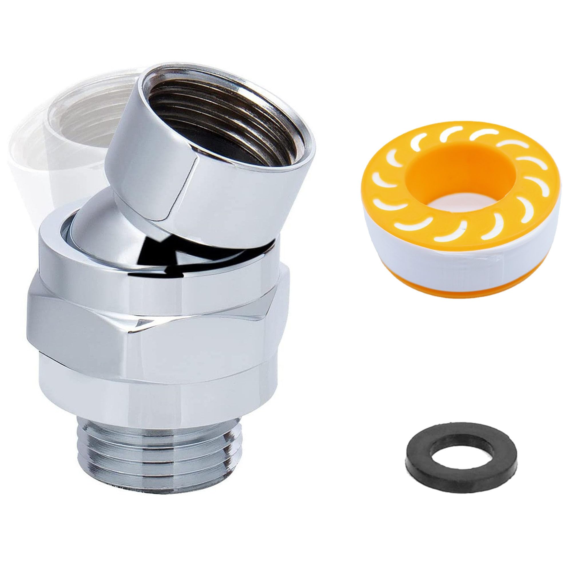 Connettore Doccia Girevole Regolabile In Ottone Massiccio – Adattatore Universale A Sfera Per Soffione, Argento