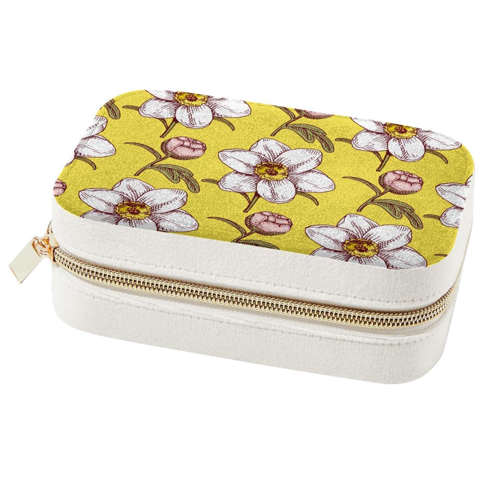 Boîte à bijoux de voyage compacte rose et blanche pour vos déplacements