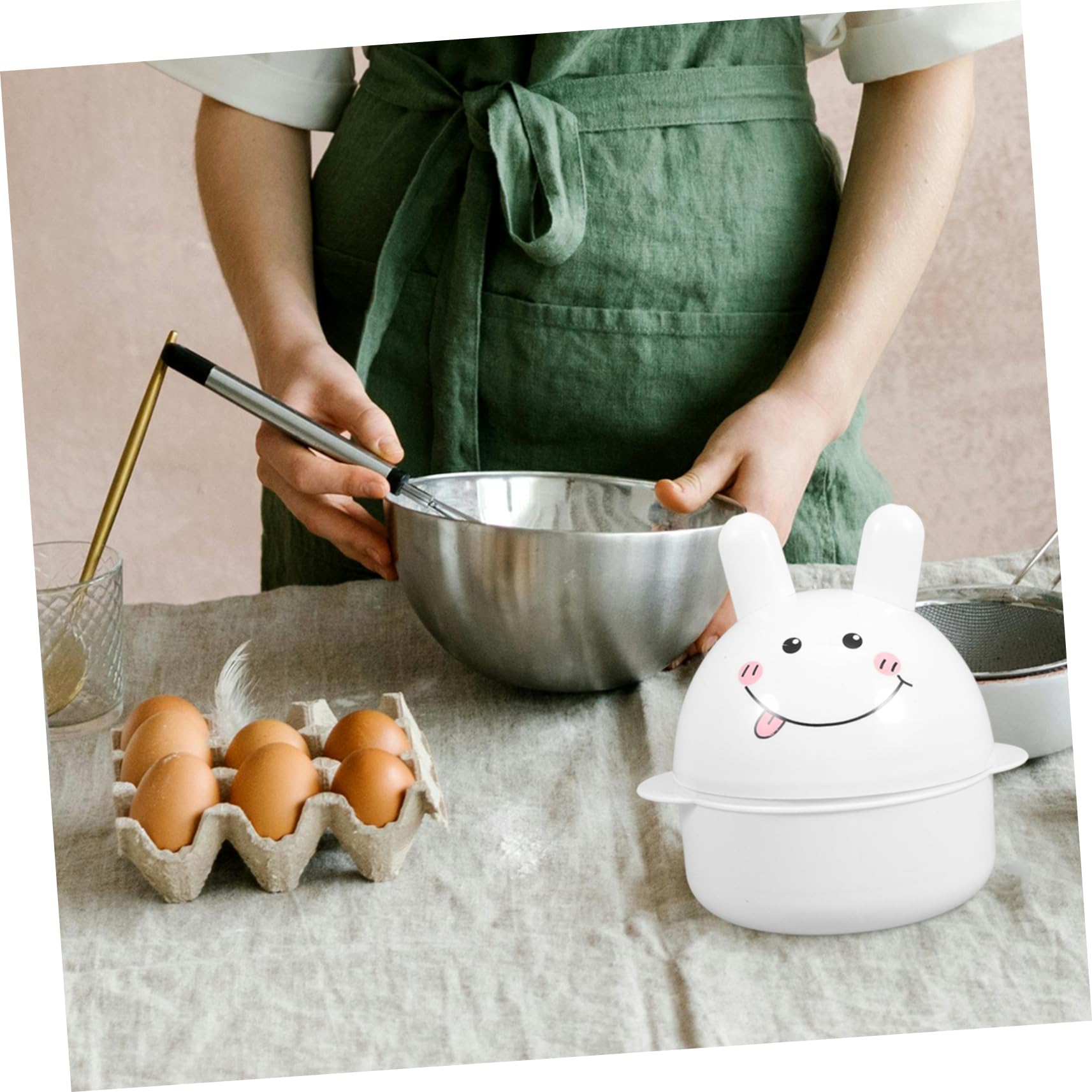 Unomor Microwavable Egg Cooker Cartoon Rabbit Design Cavity Steam Egg Poacher Innovative Lid Microwave Safe for Boiling Steaming Eggs present for Kitchen Lovers