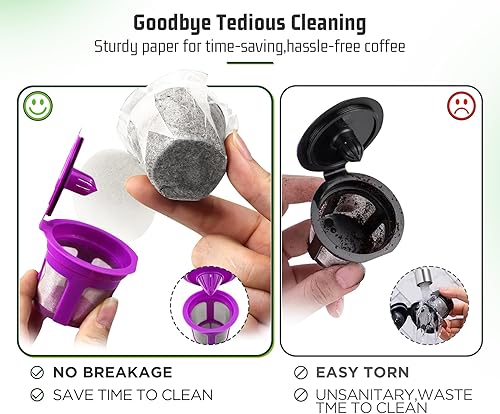 Miniatura 2 de VIVI SKY Filtros K Cup desechables con tapa, 200 filtros de café K Cup Filtros de papel para cafeteras Keurg de una sola porción 1.0 y 2.0 cápsulas