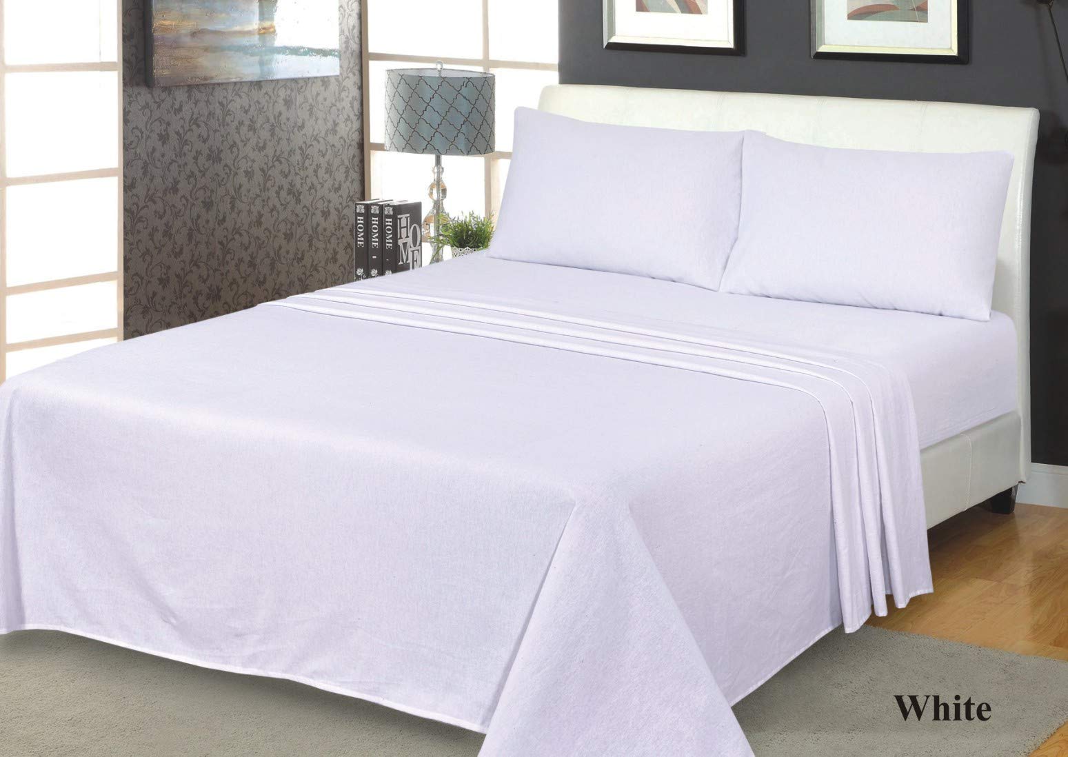 Northern Luxe White 100% Soft Brushed Cotton Flannelette Fitted Sheet Extra Deep Available In 7 Colours (Double, )