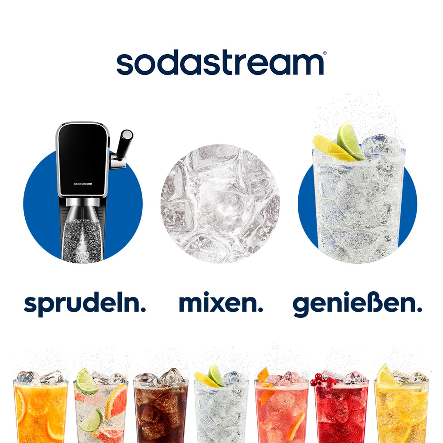 SodaStream Wassersprudler ART mit CO2-Zylinder und 1x 1L spülmaschinenfeste Kunststoff-Flasche, Höhe 44cm, Schwarz, 44 cm