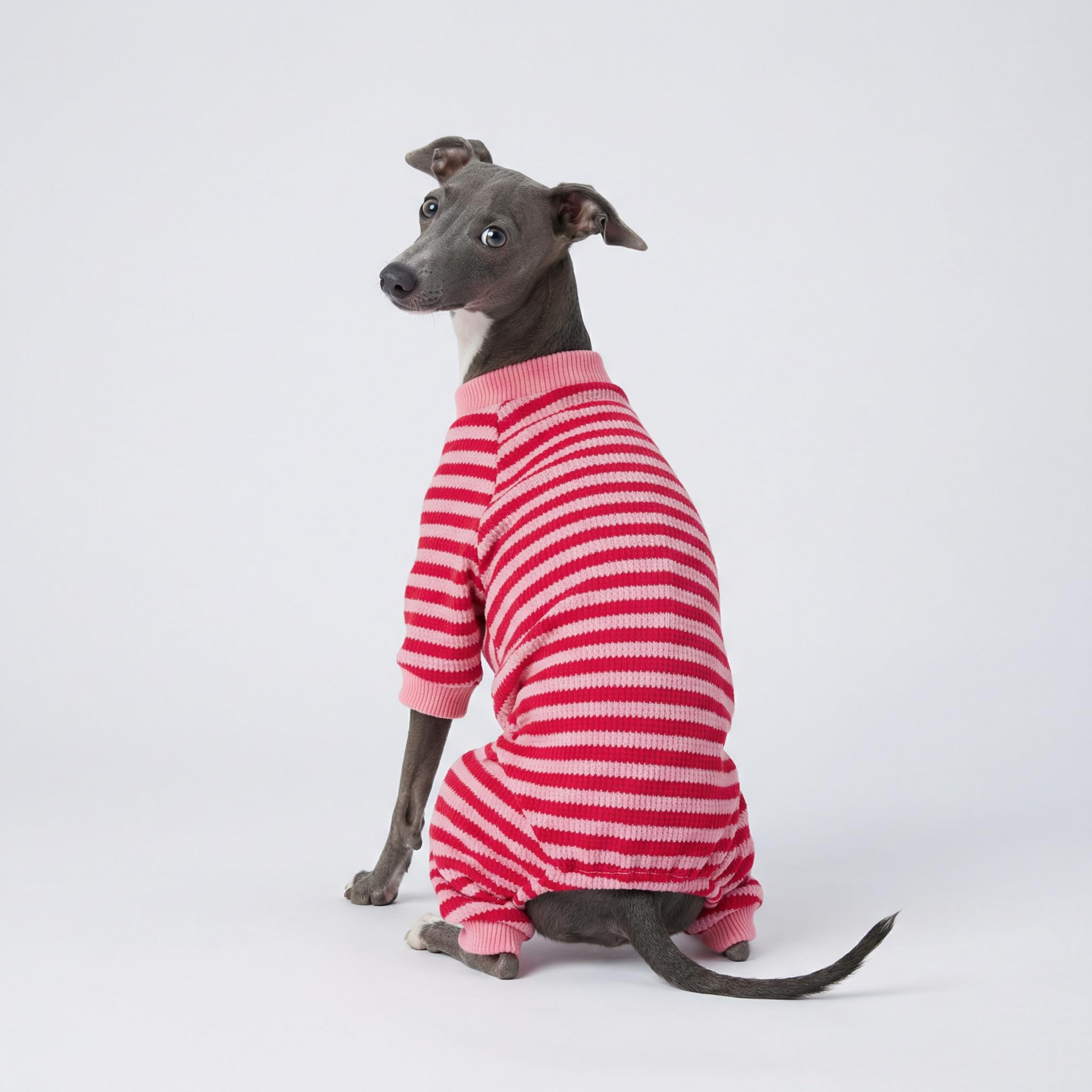 Amazon.com : Fitwarm Pink and Red Striped Dog Pajamas, Waffle Dog 