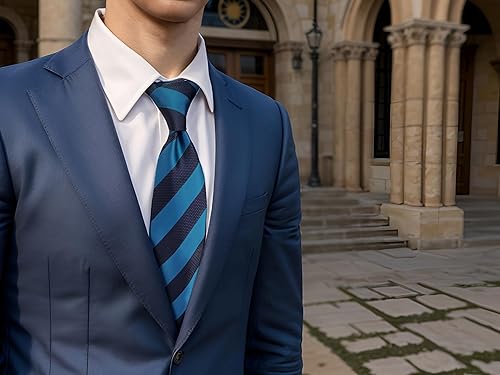 Vista 26 de S&W SHLAX&WING Corbata para hombres Lazos a rayas verde, amarillo y azul para trajes de negocios