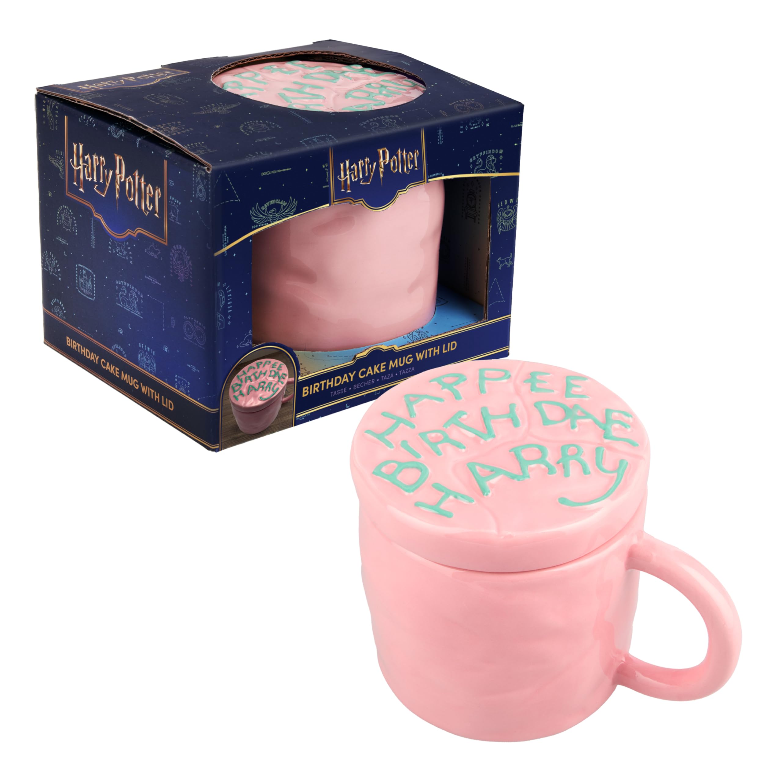 Paladone Harry Potter Happee Birthdae Cake‑Shaped Mug with Lid, 400ml Ceramic Collectible, Officially Licensed