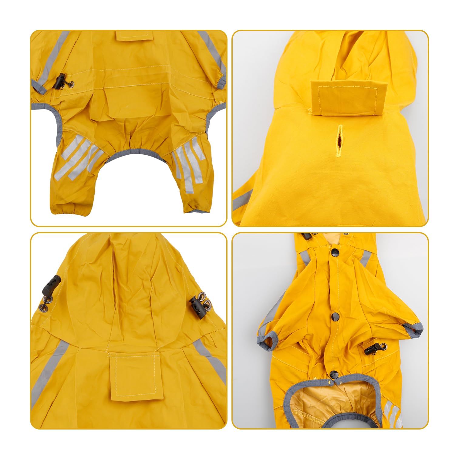 Rumyve Dog Raincoat, Adjustable Dog Rain Jacket with Reflective Strip Harness Holes, Light Waterproof Jacket, Puppy Rain Cover(L) - Image 3