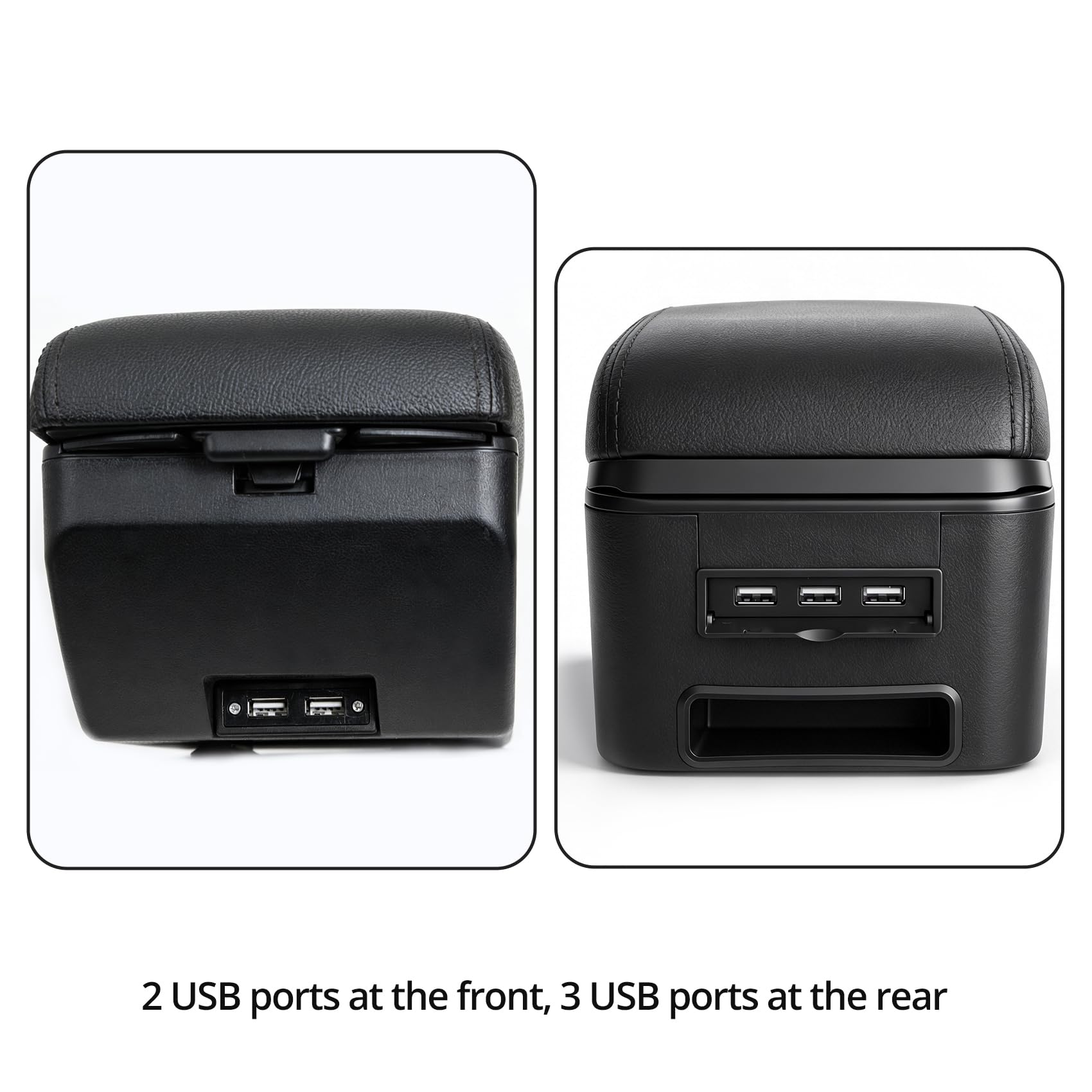 voor Hyundai i10 2021 2022 2023 armleuningen dubbellaags middenconsole grote opbergdoos met 3 USB-oplaadpoorten